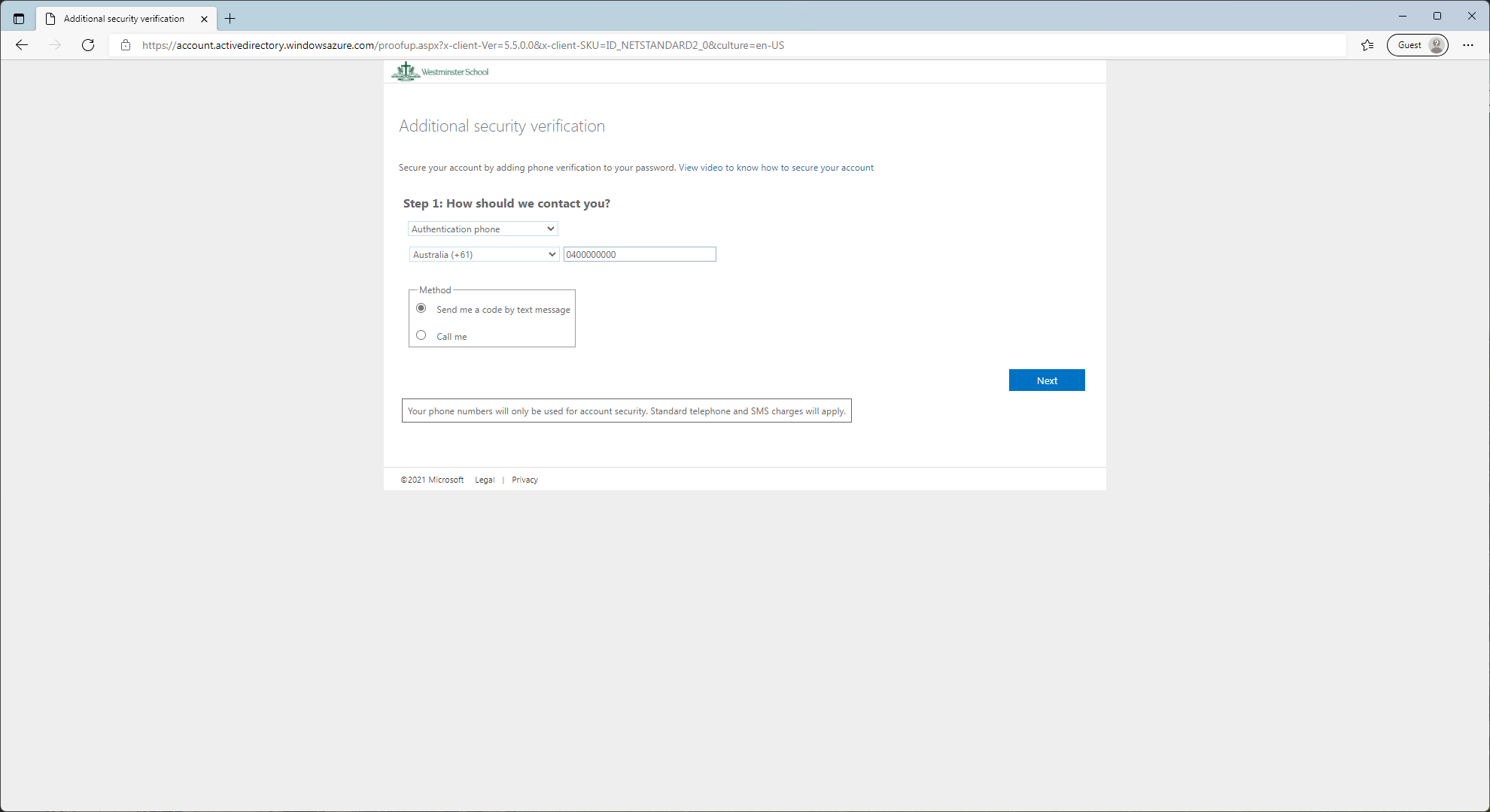Multi Factor Authentication Westminster School